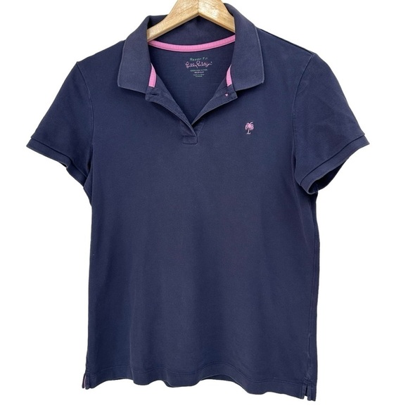 Lilly Pulitzer Resort Fit Cotton Blue Short Sleeve Polo, Medium - Picture 9 of 9